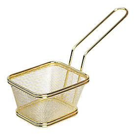 Кошик сервірувальний для фрі та снеків 10.5×9×5.5 см з гальванічним покриттям Золотий