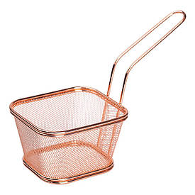 Кошик сервірувальний для фрі та снеків 13×11×7 см з гальванічним покриттям Рожеве золото