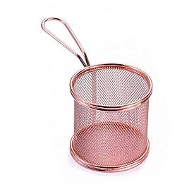 Кошик сервірувальний для фрі та снеків 9×9×9 см з гальванічним покриттям Рожевий
