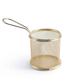 Кошик сервірувальний для фрі та снеків 9×9×9 см з гальванічним покриттям Золотий