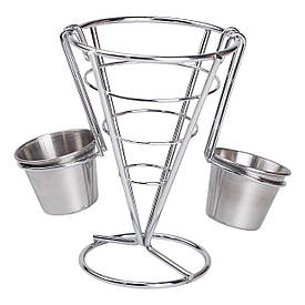 Кошик для картоплі фрі із соусниками конусна 15х15х13.5 см