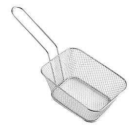 Кошик сервірувальний для подачі фрі та снеків 14×10×6.5 см з нержавіючої сталі посуд для подачі