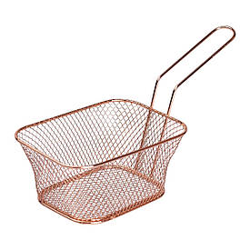 Кошик сервірувальний для подачі фрі та снеків 14×10×6.5 см з нержавіючої сталі посуд для подачі Рожевий