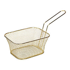 Кошик сервірувальний для подачі фрі та снеків 14×10×6.5 см з нержавіючої сталі посуд для подачі Золото