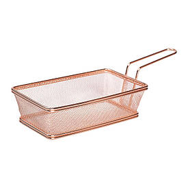 Кошик сервірувальний для подачі фрі та снеків 21х11.5х5.5 см з нержавіючої сталі Рожевий