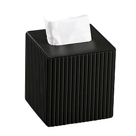 Серветниця з екошкіри квадратна 13х13х14.5 см органайзер для серветок на стіл, Чорний