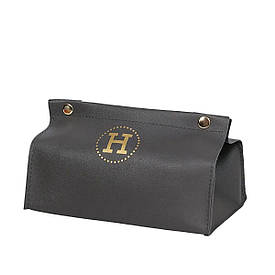 Серветниця автомобільна з еко шкіри 20х7.5х11.5 см органайзер для серветок, Сірий