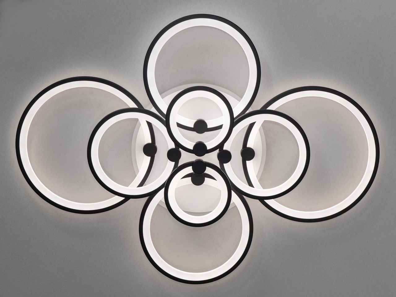 Люстра для вітальні з пультом і підсвіткою, колір чорний, 175 W на 25 м2 8022-8BK-LS