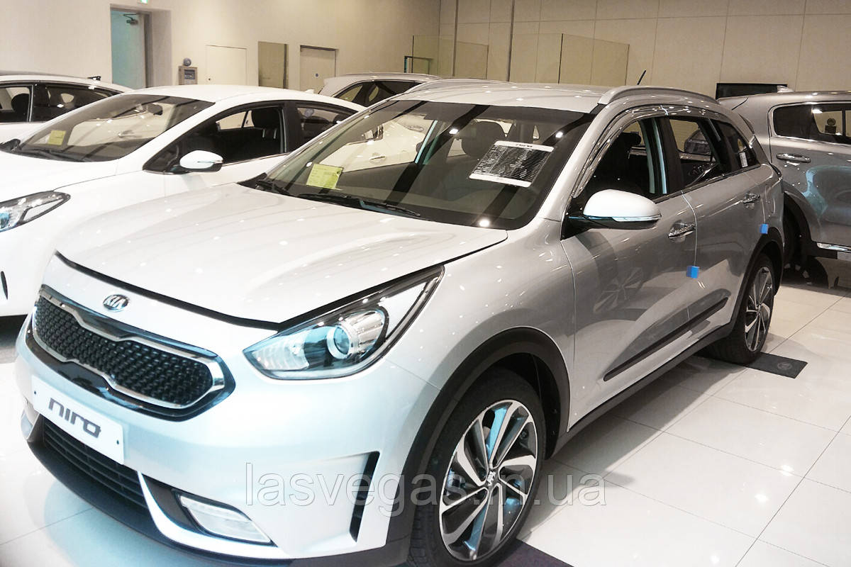 Дефлектори вікон хромовані (вітровики) KIA NIRO 2016-2022 6шт. (Autoclover/Корея), фото 1