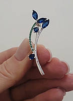 Брошка - шпилька срібна з фіанітами