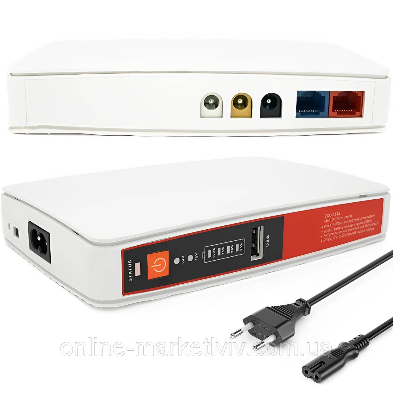 ДБЖ для роутера 8800mAh, 5V/9V/12V/15V/24V, Eco-1825 / Джерело безперебійного живлення / Міні UPS для роутера