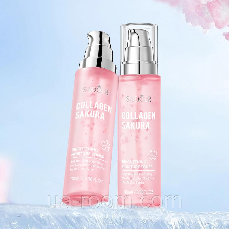 Тонер для лица с колагеном и сакурой Sadoer Collagen Sakura Elasticity Toner, 100 мл.