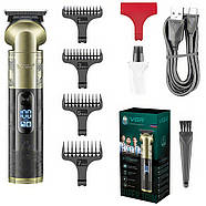 Акумуляторна машинка-триммер для стрижки з дисплеєм та 4 насадками VGR V-296, фото 10