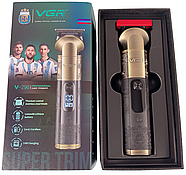 Акумуляторна машинка-триммер для стрижки з дисплеєм та 4 насадками VGR V-296, фото 9