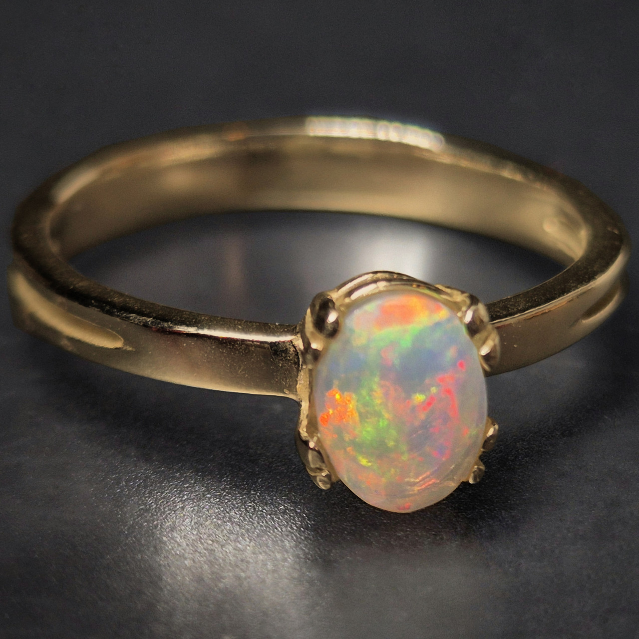Срібна каблучка позолочене з природним ефіопським опалом, ручна робота, фото 1