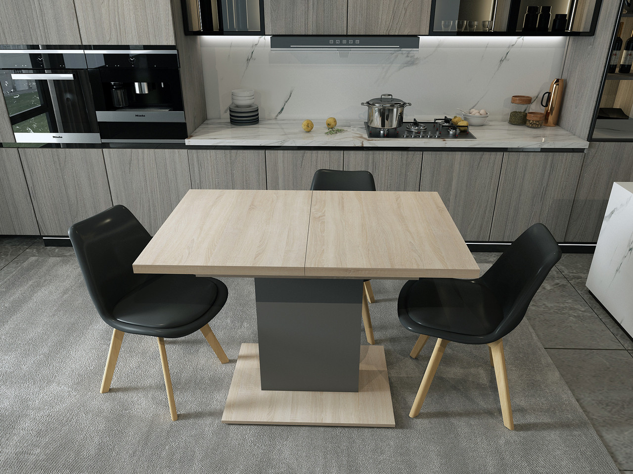 Комплект стільців на кухню Doros Бін (2 шт.) 49х43х84 см Чорний (DRS-011396), фото 1