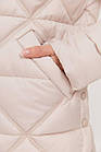 Жіноча стьобана куртка пудрова до -5°С з капюшоном утеплена весняна осіння, фото 5