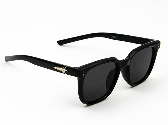 Оптом дитячі модні квадратні сонцезахисні окуляри UV400 (арт. 1847) чорний, фото 5