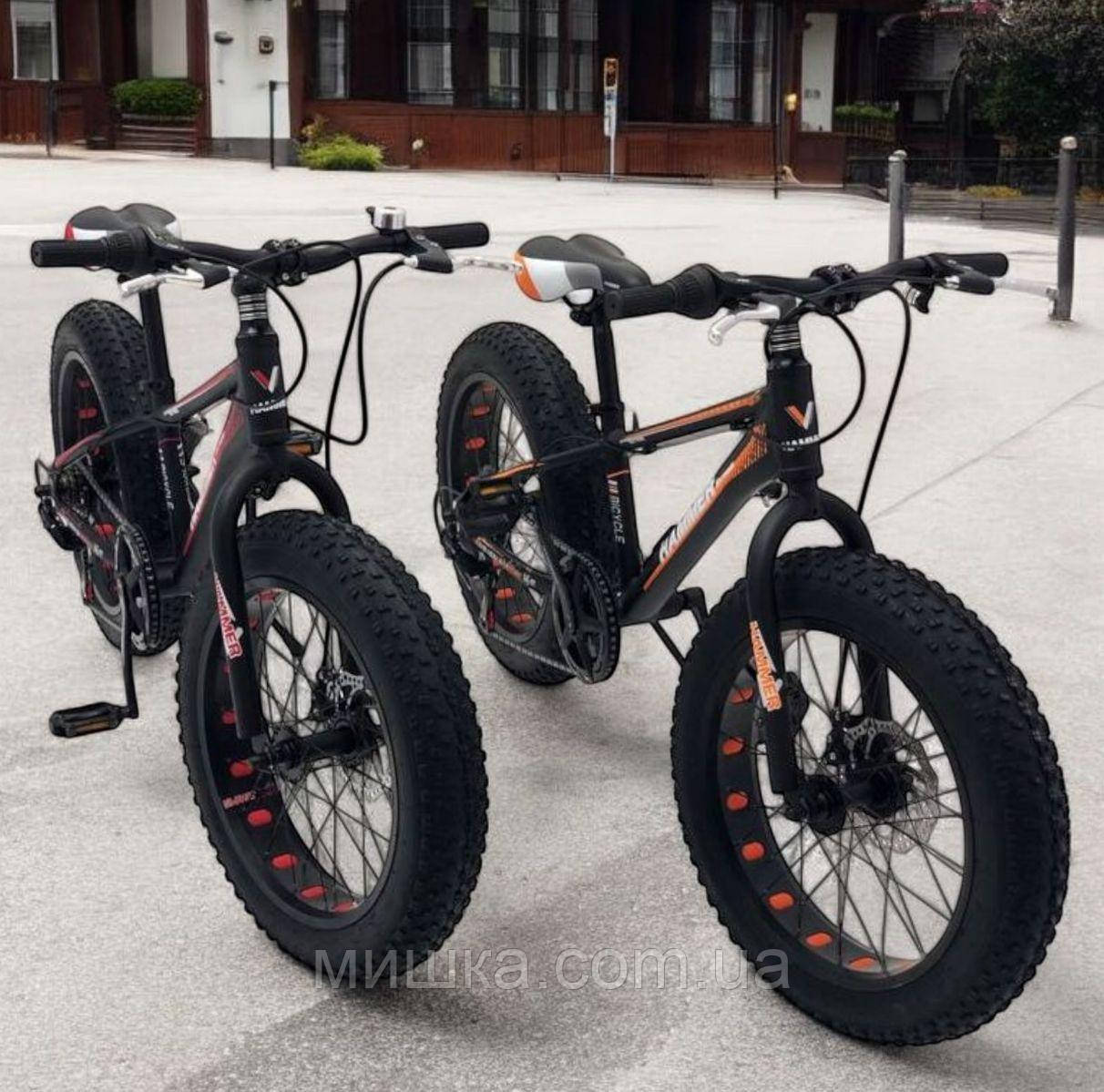 Стильний алюмінієвий велосипед Fat Bike 20"×4.0, рама 11", S800 Hammer Extrime, чорно-червоний, фото 1