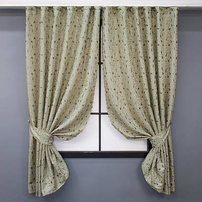 Комплект (2шт. 1,45х1,7м) коротких штор жакард. Колір бежевий. Код 1585ш 35-0283