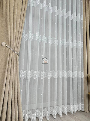 Тканина для тюлю бамбук із малюнком «хвиля» лт35 білий