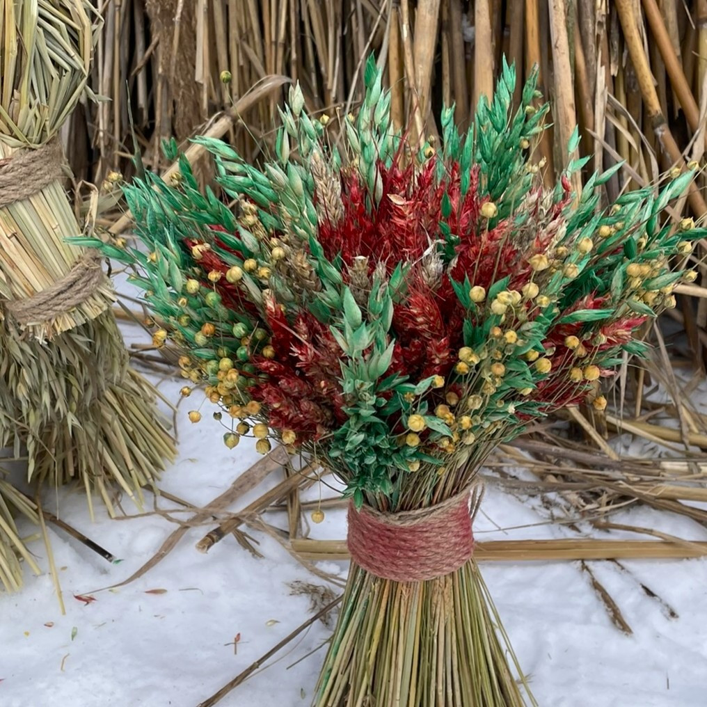 Кольоровий сніп із комбінованого колосся 30 см Декор, оберіг для дому