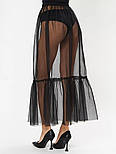 Довга спідниця із сітки з оборками в чорному кольорі (р. 42-46) 3111670, фото 4