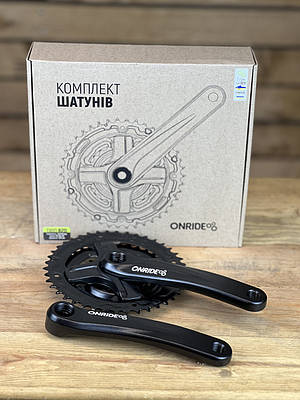 Шатуни на велосипед ONRIDE Trio 820, під квадрат, 170 мм, 24-34-42Т, на 8/7/6 шв., чорний
