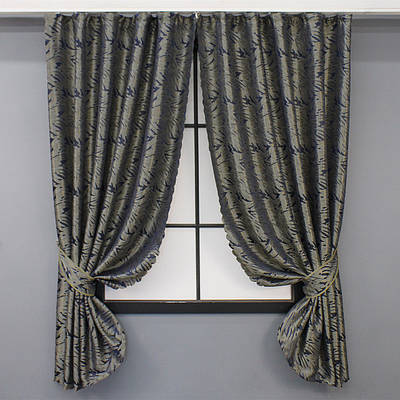 Комплект (2шт. 1,45х1,7м.) коротких штор жакард, «Magic». Колір синій з бежевим. Код 1612ш 35-0252