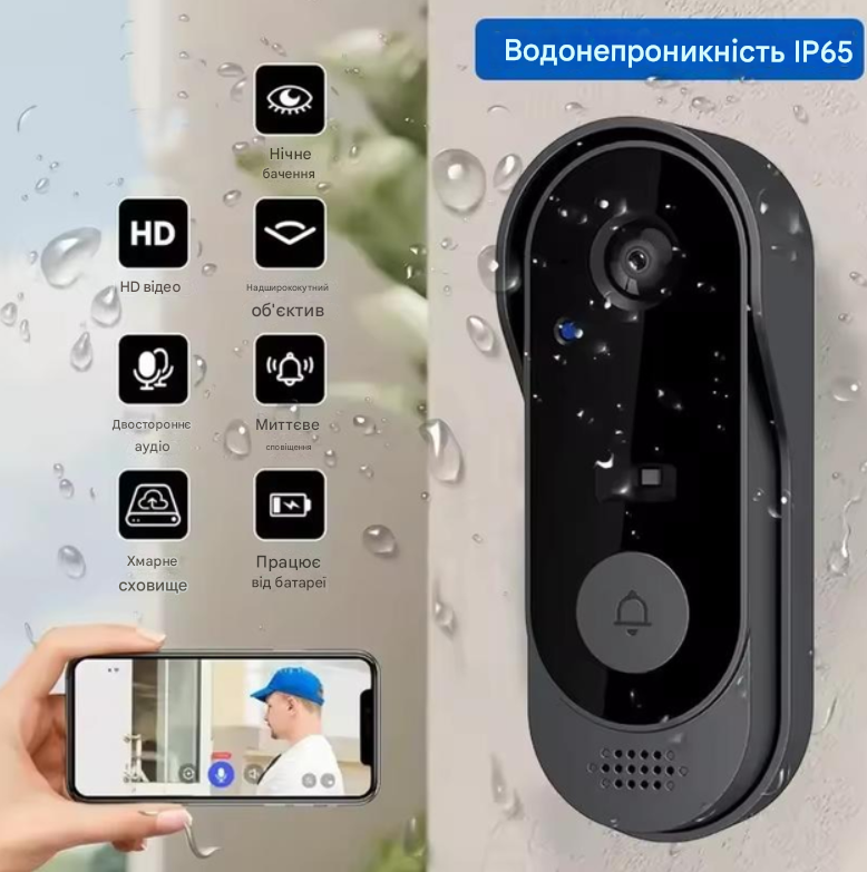 Дверний дзвінок з бездротовою камерою Wi Fi Tuya Doorbell для дому