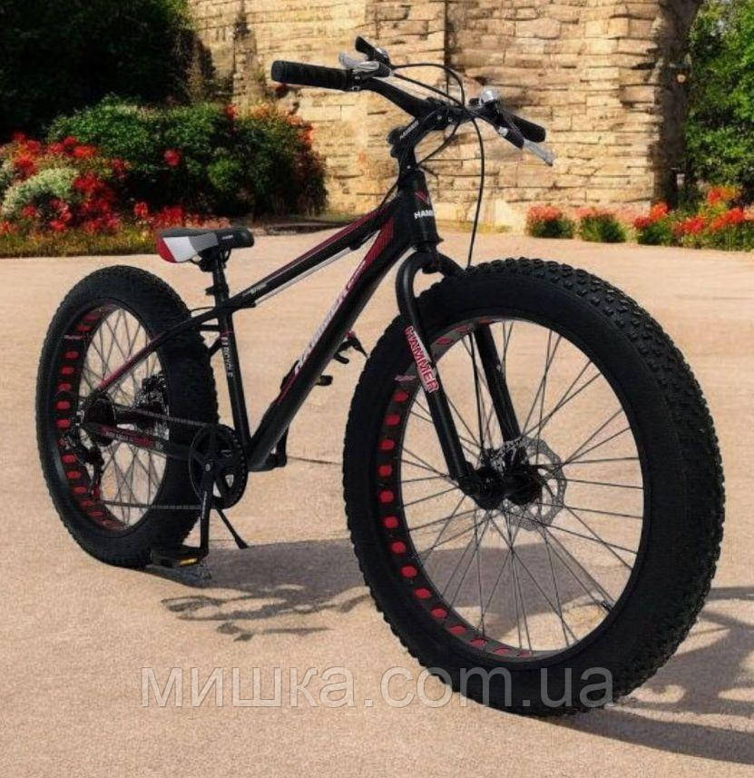 Стильний алюмінієвий велосипед Fat Bike 26"×4.0, рама 17", S800 Hammer Extrime, чорно-червоний, фото 1
