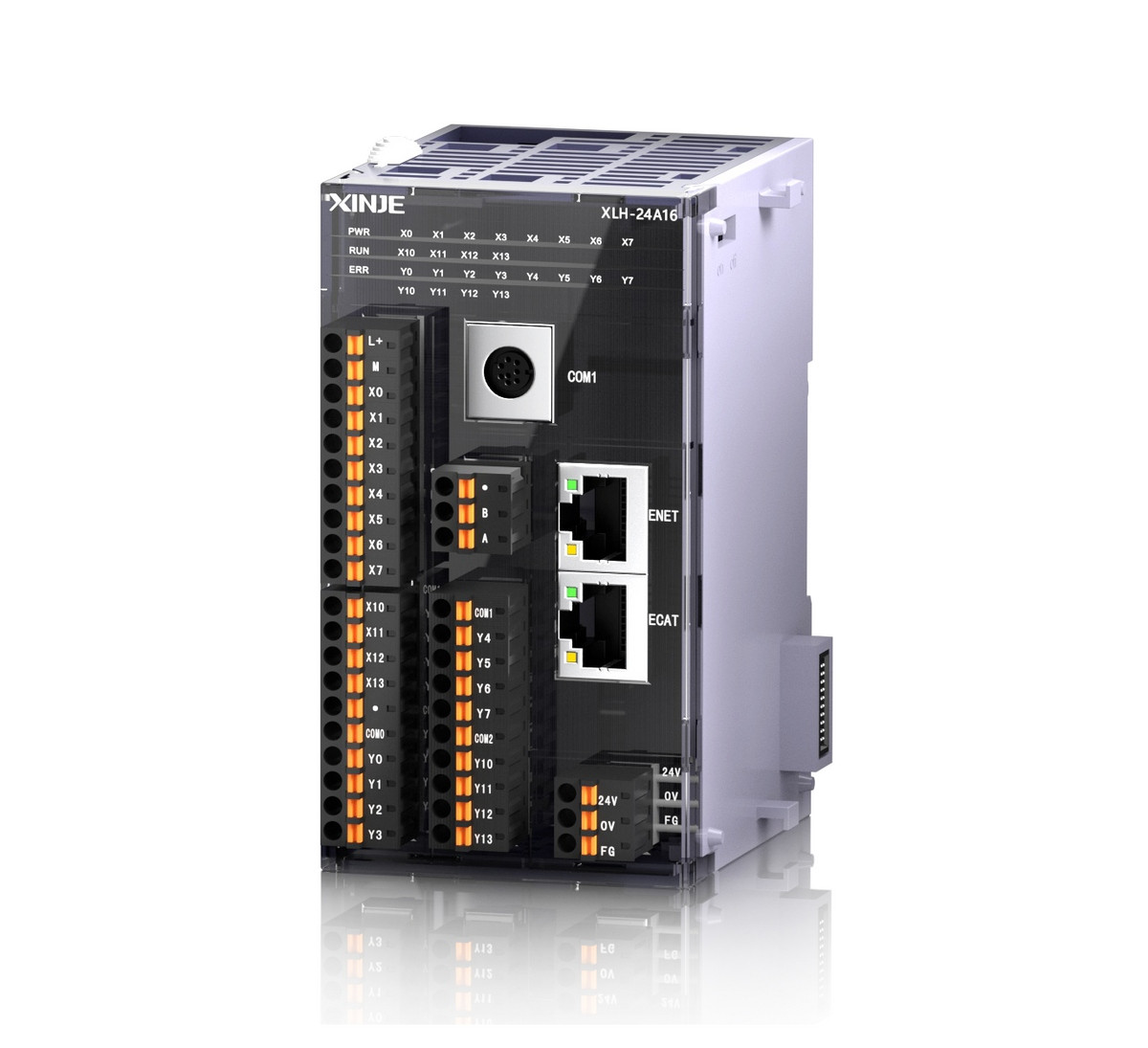 XLH-24A16L (24VDC, 12DI, 12DO транзистор, 4 канали лічильника AB, 1 RS232, 1 RS485, 2 LAN)