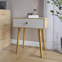 Тумба приліжкова LION Хьюге-4 Дуб Аппалачі/Німфея Альба (білий) (LION-041019)