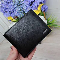 Чоловічий шкіряний гаманець портмоне на магниті чорний натуральна шкіра