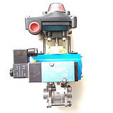 Кран кульовий нержавіючий приварний 5026 DN20 G3/4 PN63 з пневмоприводом, пневморозподільником, та датчиком положення, фото 2