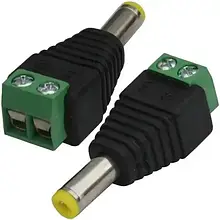 Штекер живлення DC, 2.1/5.5мм TCOM, з клемною колодкою під гвинт, жовтий