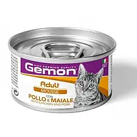 Вологий корм для кішок Gemon Cat Wet Adult Мус з куркою та свининою 85 гр