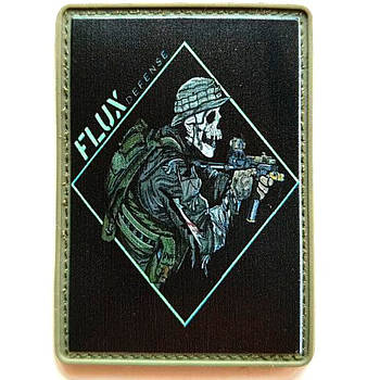 Шеврон ПВХ FLUX DEFENSE на липучці для велкро патч гумовий