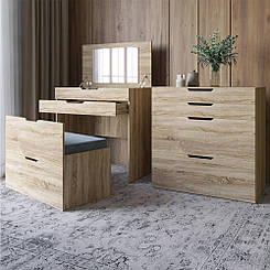 Комод-трюмо із дзеркалом, нішею під сидінням та шухлядою LION Азія Дуб Сонома Трюфель (LION-041671)