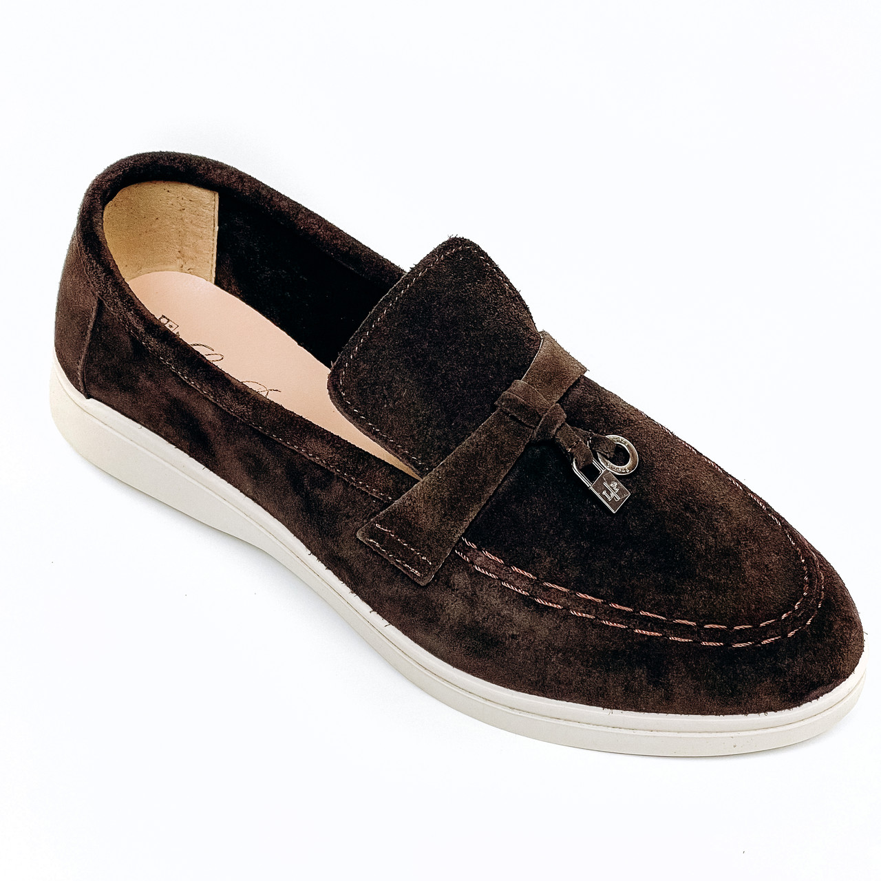 Замшеві жіночі лофери на низькому ходу шоколадного кольору Allshoes L-340-3041-36 розмір 36