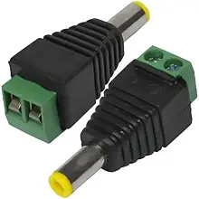 Штекер живлення TCOM, 2.5/5.5мм, жовтий, з клемною колодкою (під гвинт)