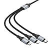 Кабель 3в1 MicroUSB + TypeC + Lightning HOCO X102 Fresh 1м, 2.4A Чорний, фото 7
