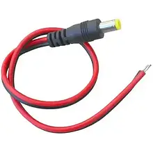 Штекер живлення DC, 5,5/2,1 мм, з кабелем 0,3 м (червоно-чорний) 1уп-10 шт.
