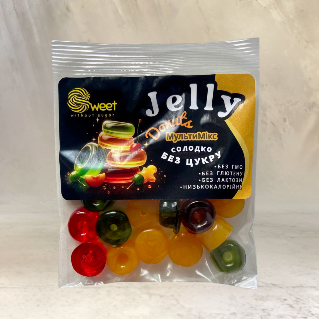 Мармелад желейний без цукру Jelly Donuts зі смаком МультиМікс, 70 г