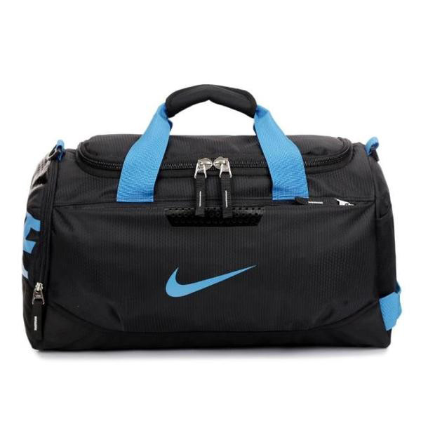 Спортивна сумка Nike чорна із синім логотипом, фото 1