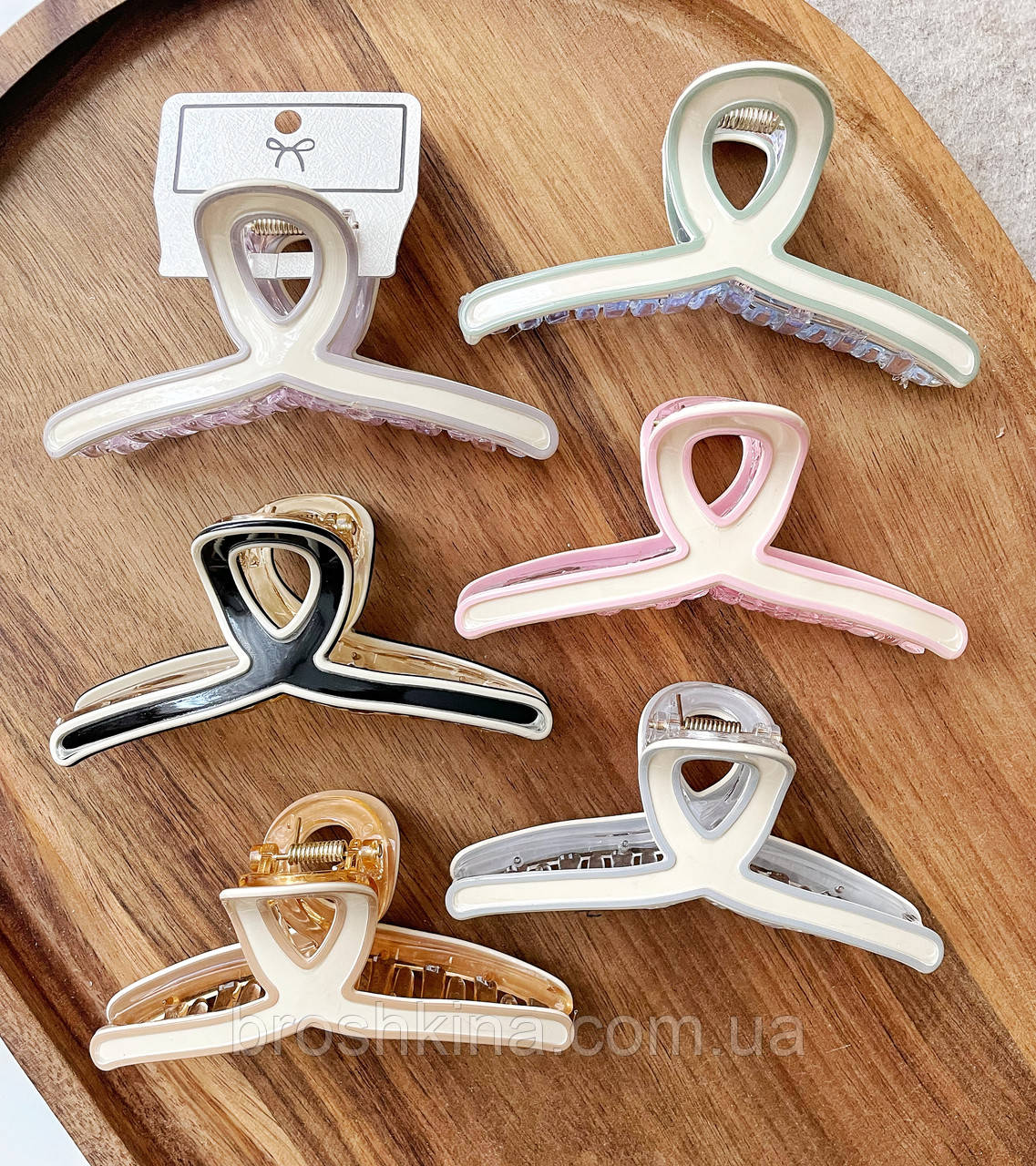 Краби для волосся оптом 11*4 см 6 шт/уп ФРАНЦУЗЬКИЙ ПЛАСТИК, фото 1