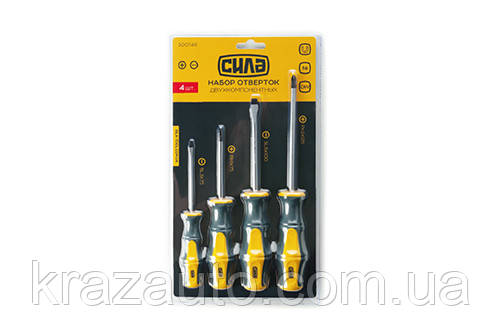Набір викруток двокомпонентних CrV SL3x75, SL6x100, PH1x75, PH2x125 (4шт) СИЛА. 300748, фото 1
