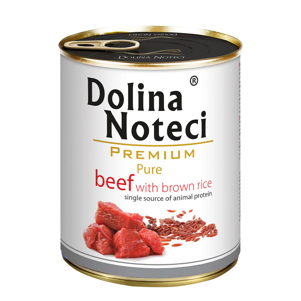 Вологий корм для собак алергіків з яловичиною та коричневим рисом, Dolina Noteci Premium Pure 800 г