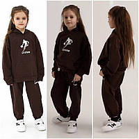 Детский весенний красивый спортивный костюм для девочки оверсайз кофта - худи и штаны - джогеры на 6,7,8,9 лет
