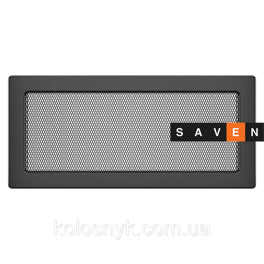 Вентиляційна решітка для каміна SAVEN 17х37 графітова, фото 1